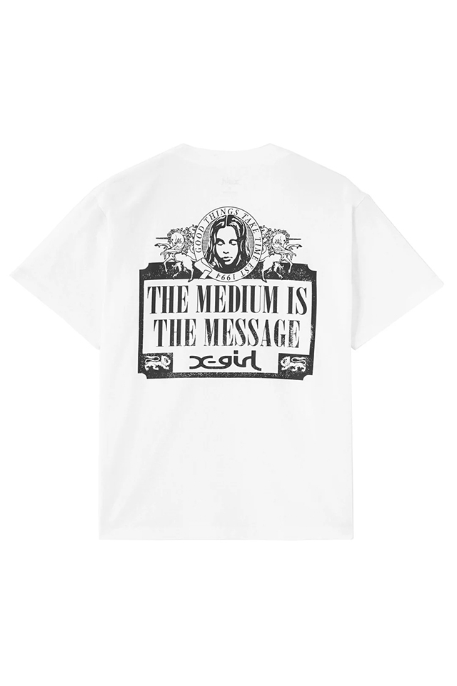 X-girl エックスガール 105252011039 VINTAGE LABEL FACE LOGO S/S TEE Tシャツ WHITE 正規通販 レディース