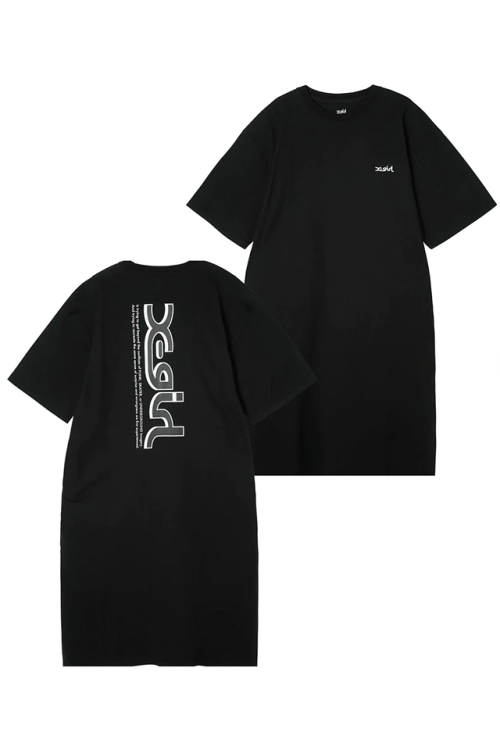 X-girl エックスガール 105232041007 VERTICAL WORD LOGO S/S TEE DRESS X-girl Tシャツワンピース BLACK 正規通販 レディース