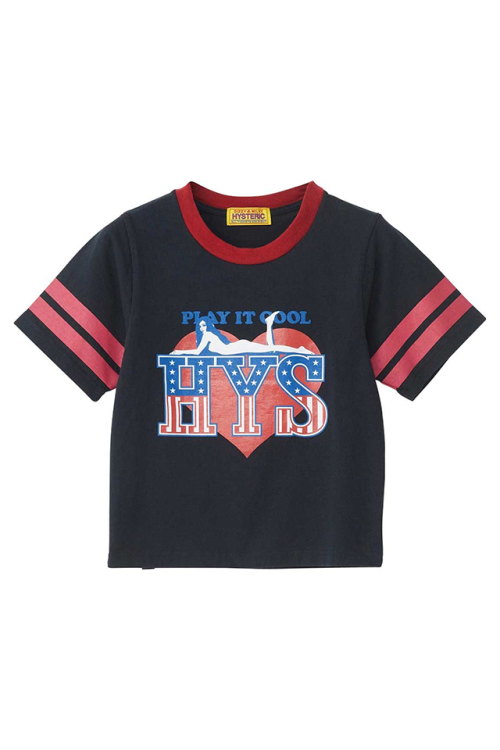 HYSTERIC GLAMOUR ヒステリックグラマー 01261CT03 PLAY IT COOL Tシャツ BLACK 正規通販 レディース