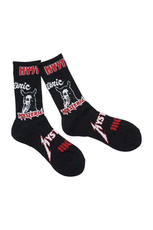 HYSTERIC GLAMOUR ヒステリックグラマー 02253QT03 METAL LOGO柄 スポーツソックス BLACK 正規通販 メンズ