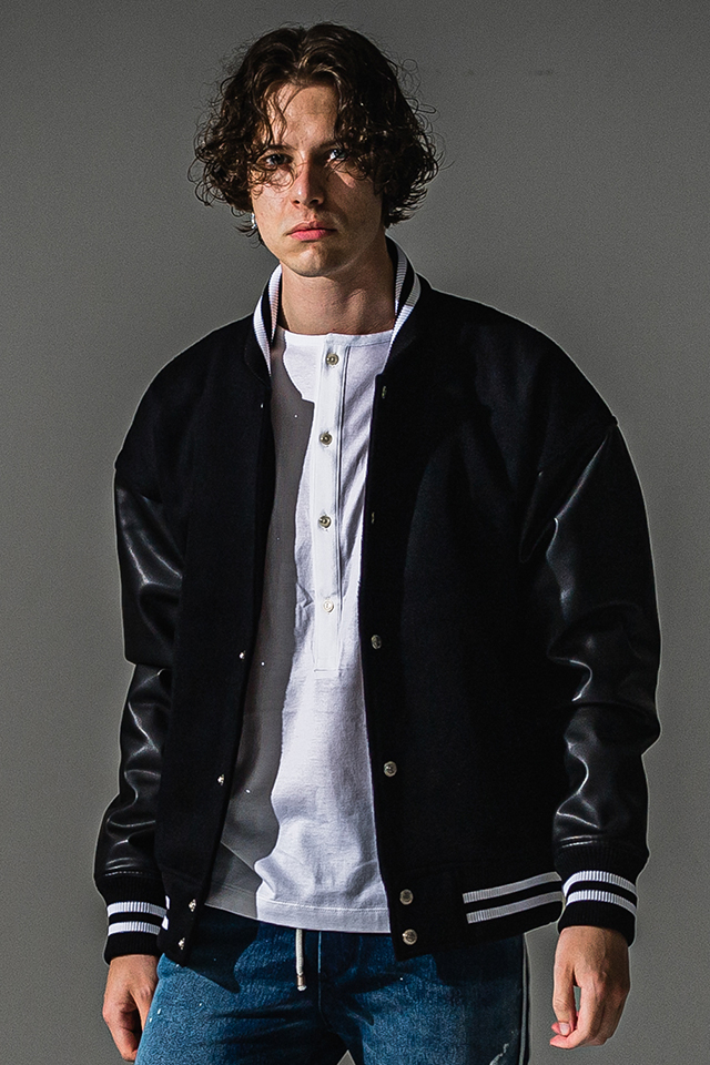 RESOUND CLOTHING リサウンドクロージング RC41-JK-008 Varsity jacket スタジャン BLACK 正規通販 メンズ 2026年11月10日入荷予定