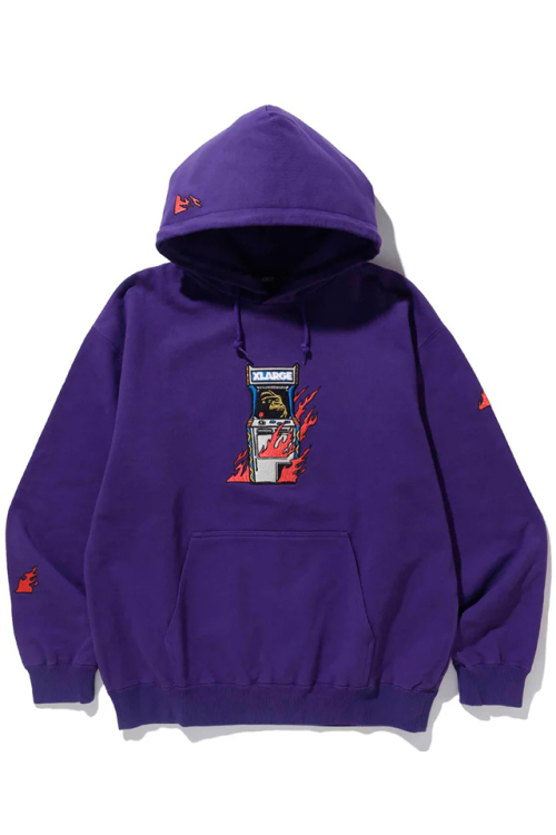 XLARGE エクストララージ 101233012012 ARCADE GAME LOGO HOODED SWEATSHIRT XLARGE パーカー PURPLE 正規通販 メンズ レディース