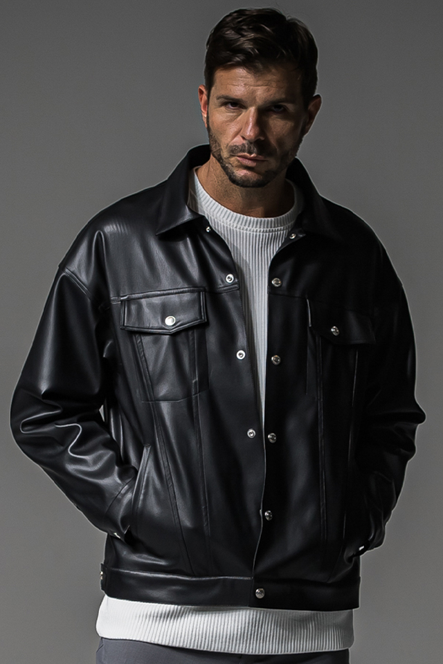 RESOUND CLOTHING リサウンドクロージング RC37-JK-006 LEATHER OVER 3RD G エコレザーオーバーGジャケット BLACK 正規通販 メンズ 2025年10月20日入荷予定