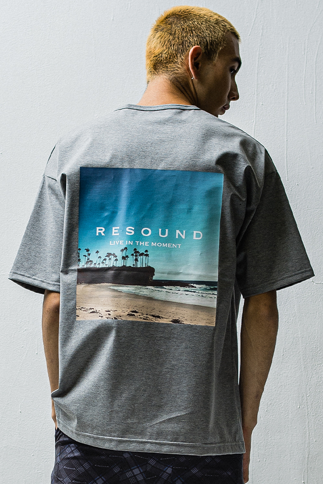 RESOUND CLOTHING リサウンドクロージング RC27-T-002 BEACH LOOSE TEE バックプリントルーズTシャツ GRAY 正規通販 メンズ