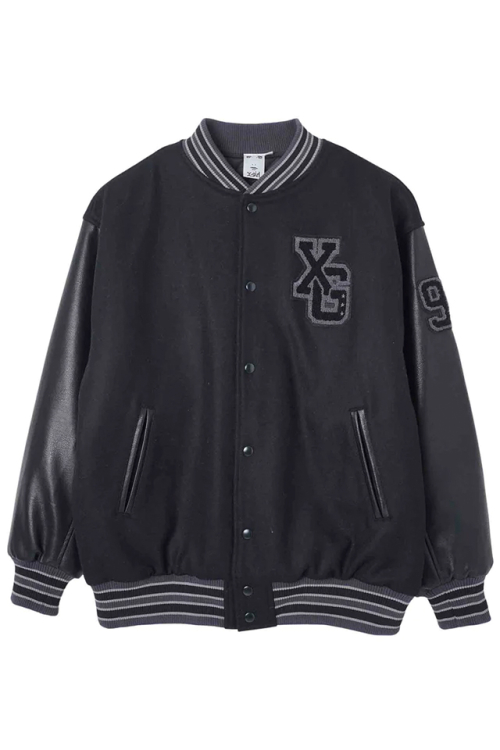 X-girl エックスガール 105234021010 COLLEGE LOGO STADIUM JUMPER X-girl スタジャン BLACK 正規通販 レディース