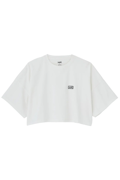 X-girl エックスガール 105232011022 BOX LOGO S/S WIDE TEE X-girl クロップド丈ワイドTシャツ WHITE 正規通販 レディース