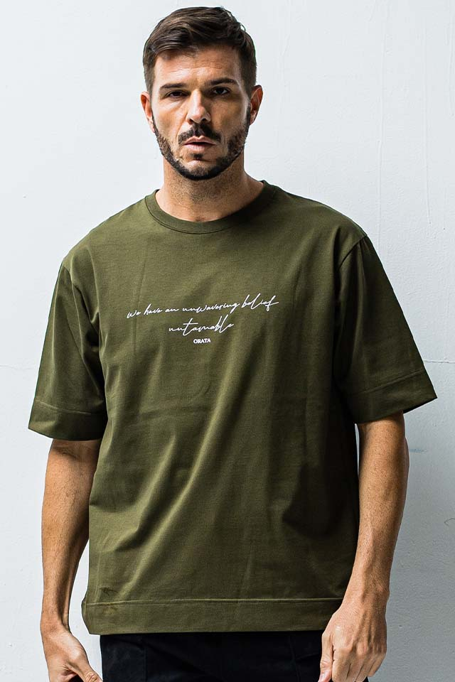 ORATA オラータ OR1-T-001 Cursive message T プリントTシャツ KHAKI 正規通販 メンズ