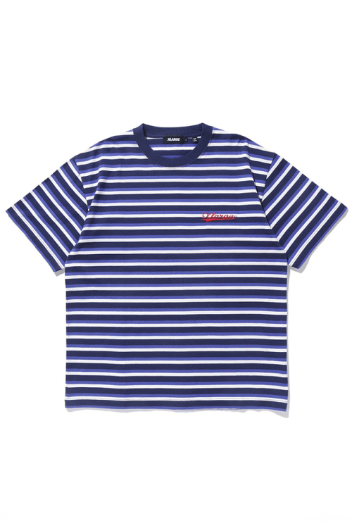 XLARGE エクストララージ 101242011011 BASEBALL LOGO STRIPED S/S TEE ボーダーTシャツ BLUE 正規通販 メンズ レディース