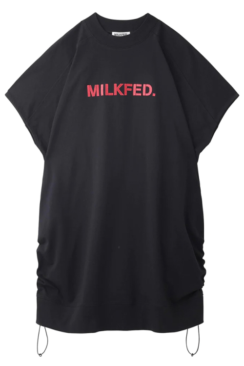 MILKFED. ミルクフェド 103232041003 SIDE SHIRRING DRESS MILKFED. ワンピース BLACK 正規通販 レディース