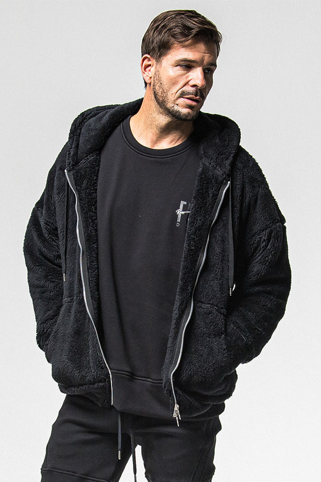 RESOUND CLOTHING リサウンドクロージング RC38-C-007 BOA zip loose hoodie ボアルーズジップパーカー BLACK 正規通販 メンズ 2025年12月10日入荷予定