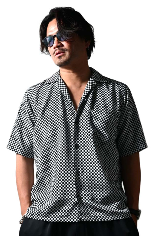 DELAY ディレイ DP1-SH-003 ICHIMATU shirts オープンカラーシャツ BKWH 正規通販 メンズ 2026年3月31日入荷予定