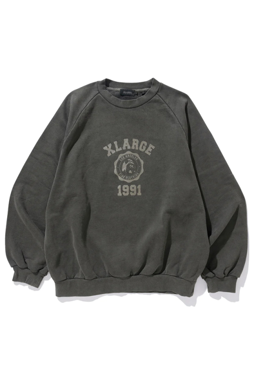 XLARGE OVERDYE RAGLAN CREWNECK SWEAT XLARGE クルーネックスウェット BLACK 101224012011 正規通販 メンズ レディース