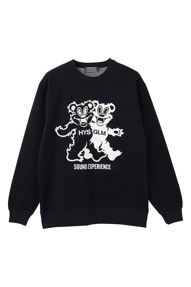 HYSTERIC GLAMOUR ヒステリックグラマー 02253CS09 FIRE BEAR PARTY スウェット BLACK 正規通販 メンズ