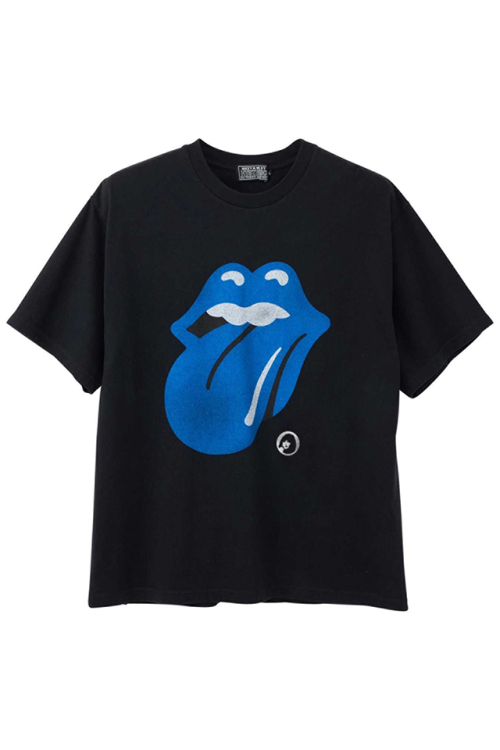 HYSTERIC GLAMOUR ヒステリックグラマー 02233CT09 THE ROLLING STONES/CIRCLE HEAD&BLUE TONGUE Tシャツ BLACK 正規通販 メンズ