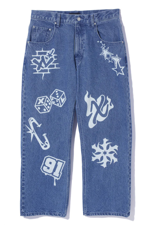 XLARGE エクストララージ 101241031003 GRAFFITI DENIM PANTS XLARGE デニムパンツ LtINDIGO 正規通販 メンズ レディース