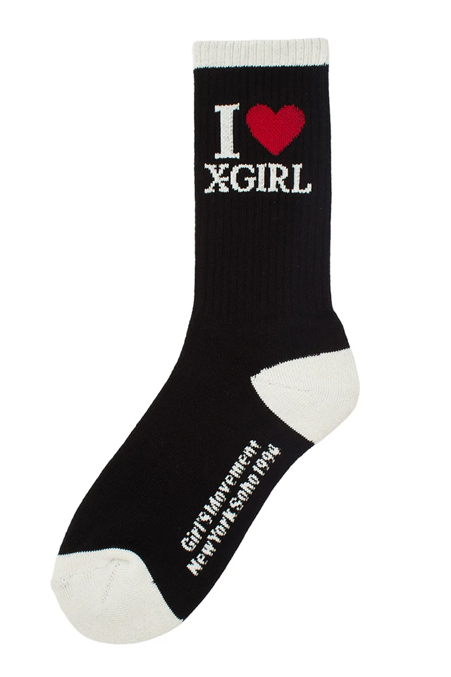 X-girl エックスガール 105262054017 I LOVE X-GIRL RIBBED SOCKS ソックス BLACK 正規通販 レディース