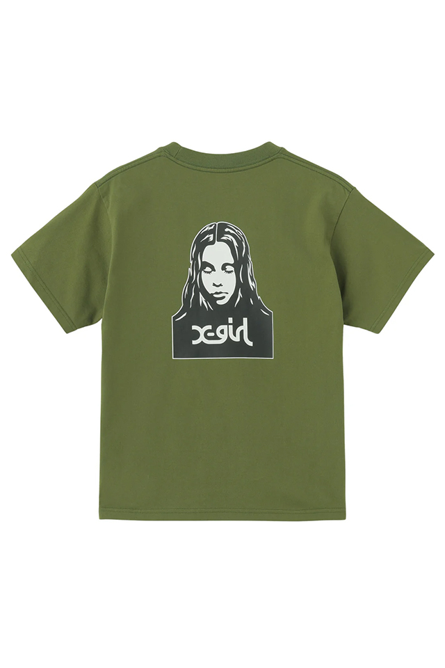 X-girl エックスガール 105252011024 FACE S/S TEE Tシャツ OLIVE 正規通販 レディース