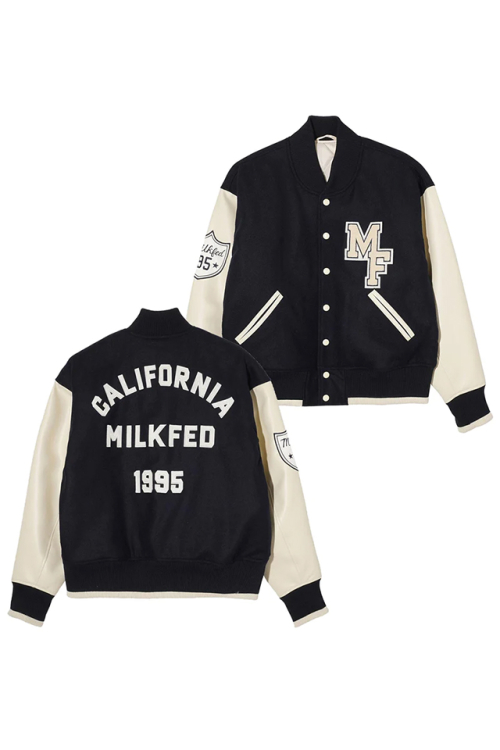 MILKFED. ミルクフェド 103234021005 VARSITY JACKET MILKFED. スタジャン NAVY 正規通販 レディース