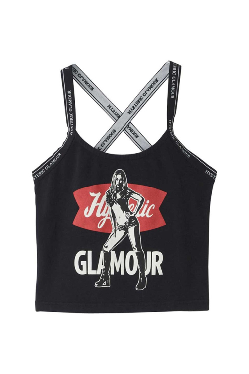 HYSTERIC GLAMOUR ヒステリックグラマー 01251CR10 HYSTERIC GROCERY キャミソール BLACK 正規通販 レディース