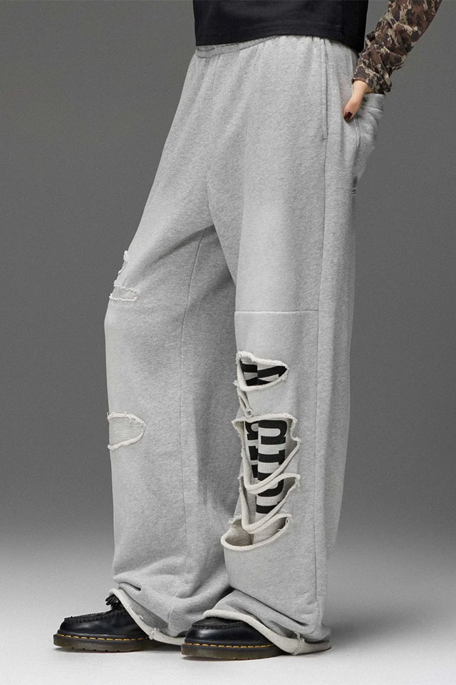 X-girl エックスガール 105264031005 LAYERED DISTRESSED SWEATPANTS スウェットパンツ ASH 正規通販 レディース