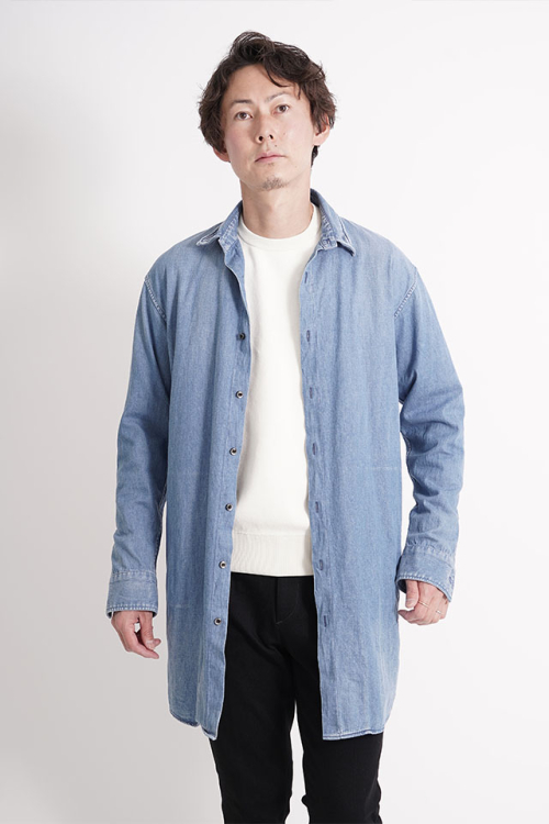 junhashimoto ジュンハシモト 1062220003 DENIM SHOP COAT デニムショップコート ICEBLUE 正規通販 メンズ