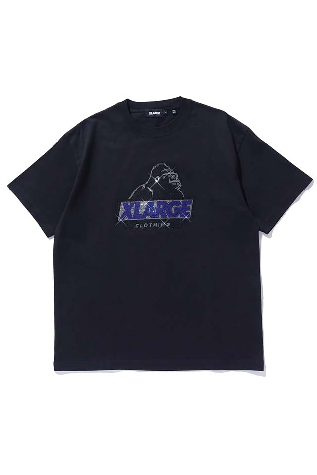 XLARGE エクストララージ 101252011054 RHINE STONE SLANTED OG S/S TEE Tシャツ BLACK 正規通販 メンズ レディース