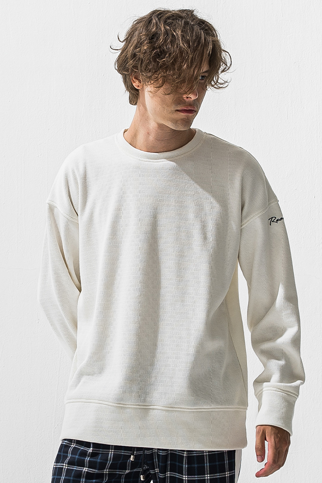 RESOUND CLOTHING リサウンドクロージング RC42-C-002 velours fleece thermal loose trainer ベロアフリースサーマルルーズトレーナー WHITE 正規通販 メンズ 2026年11月20日入荷予定