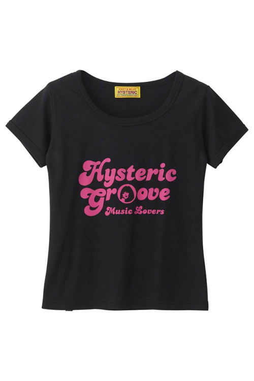 HYSTERIC GLAMOUR ヒステリックグラマー 01241CT01 MUSIC LOVERS チビTシャツ BLACK 正規通販 レディース