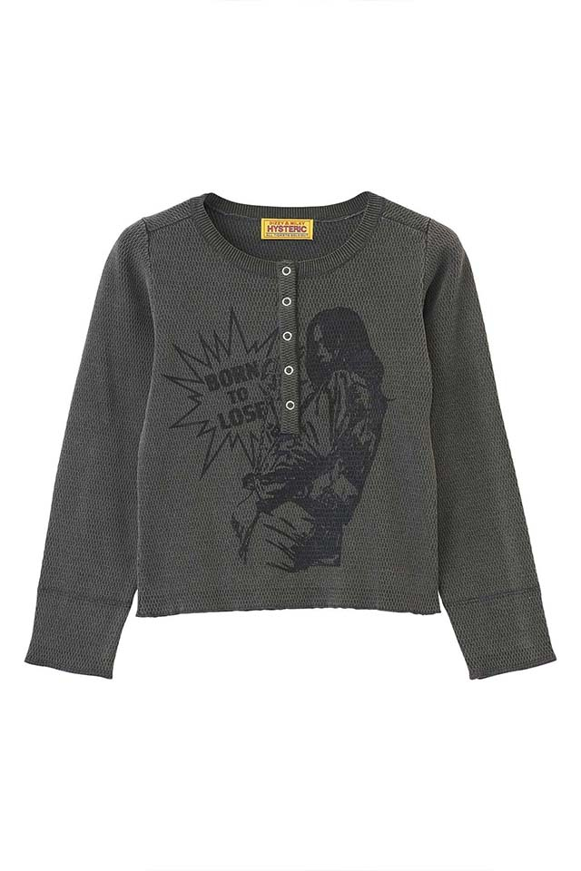 HYSTERIC GLAMOUR ヒステリックグラマー 01261NS02 BORN TO LOSE プルオーバー CHACOAL GRAY 正規通販 レディース