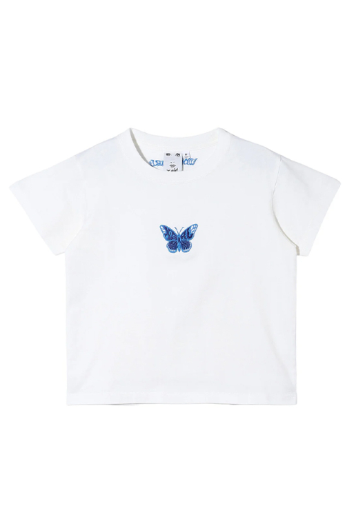 X-girl エックスガール 105242011018 EMBROIDERED BUTTERFLY LOGO S/S BABY TEE ベビーTシャツ WHITE 正規通販 レディース
