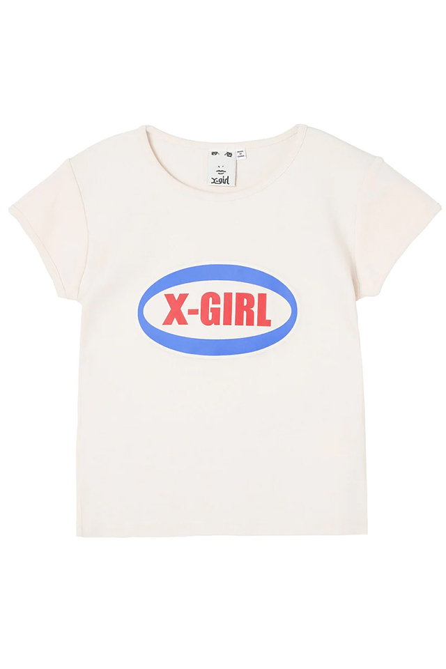 X-girl エックスガール 105232013018 OVAL LOGO S/S BABY TEE X-girl Tシャツ WHITE 正規通販 レディース