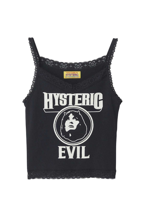 HYSTERIC GLAMOUR ヒステリックグラマー 01261CR03 EVIL WOMAN キャミソール BLACK 正規通販 レディース