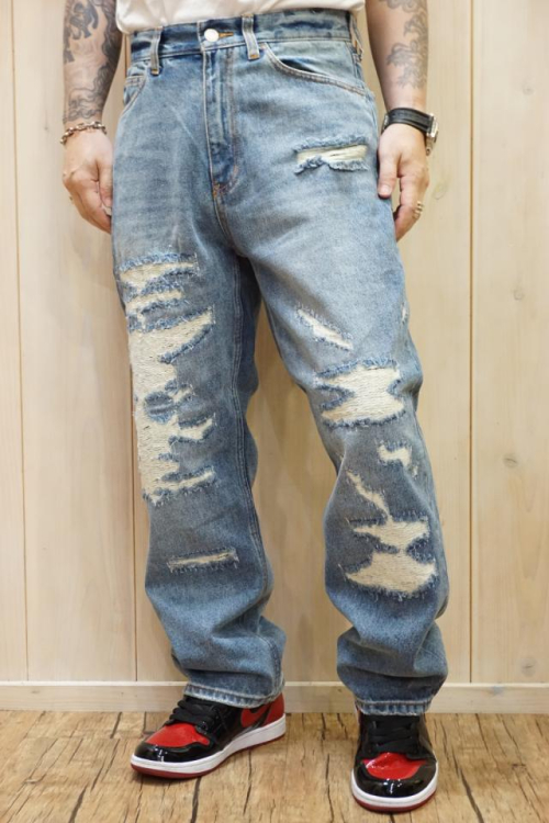 XLARGE エクストララージ 101223031012 CRASH DENIM PANTS XLARGE クラッシュデニムパンツ LtINDIGO 正規通販 メンズ レディース