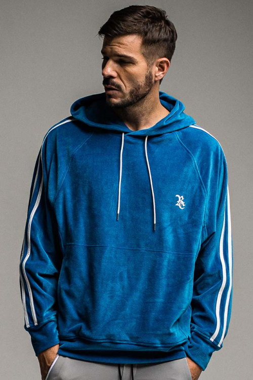 RESOUND CLOTHING RC26-C-007 VELOUR LINE loose hoodie ベロアラインルーズパーカー BLUE 正規通販 メンズ