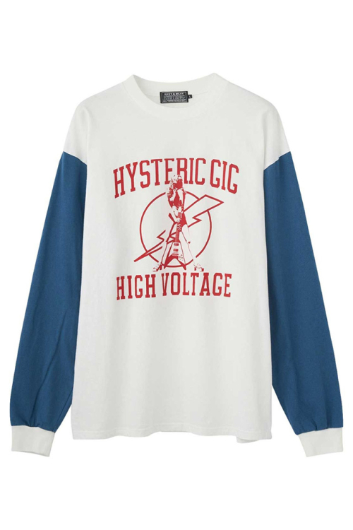 HYSTERIC GLAMOUR ヒステリックグラマー 02233CL04 HIGH VOLTAGE Tシャツ WHITE 正規通販 メンズ