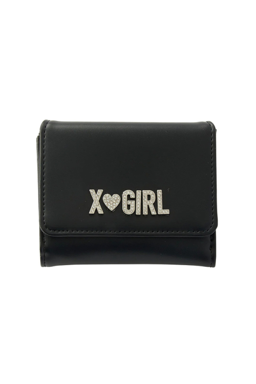 X-girl エックスガール 105252054013 RHINESTONE LABEL MINI WALLET 財布 BLACK 正規通販 レディース