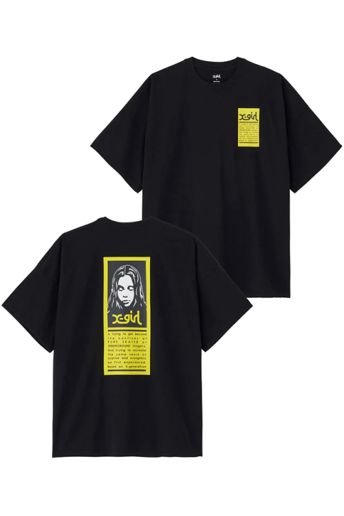 X-girl エックスガール 105232041008 WORDS FACE S/S BIG TEE DRESS X-girl Tシャツワンピース BLACK 正規通販 レディース