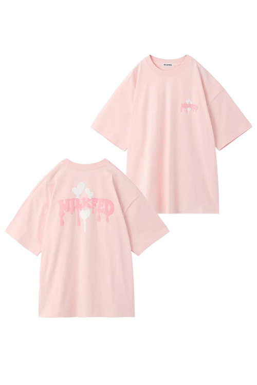 MILKFED. ミルクフェド 103232011010 MELTY LOGO WIDE S/S TEE MILKFED. Tシャツ LtPINK 正規通販 レディース