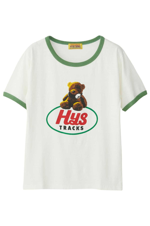 HYSTERIC GLAMOUR ヒステリックグラマー 01241CT03 HYS TRACKS Tシャツ WHITE 正規通販 レディース