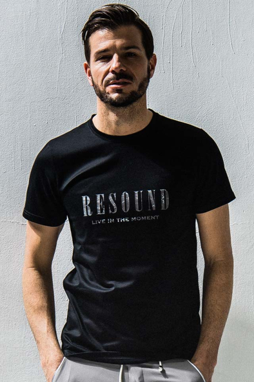 RESOUND CLOTHING  リサウンドクロージング RC24-T-003 WAVE LOGO TEE ウェーブロゴTシャツ BLACK 正規通販 メンズ
