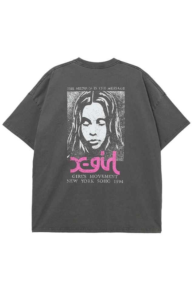 X-girl エックスガール 105261041002 FADED FACE S/S BIG TEE DRESS Tシャツワンピース BLACK 正規通販 レディース