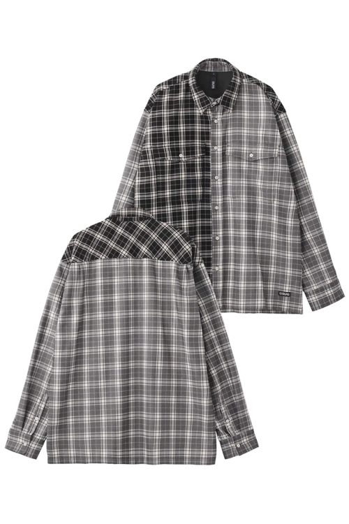 SILAS サイラス 110233014001 BICOLOR PLAID L/S SHIRT SILAS バイカラーチェックシャツ BLACK 正規通販 メンズ