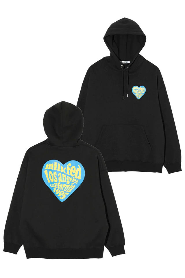 MILKFED. ミルクフェド 103234012010 LOGO IN HEART SWEAT HOODIE MILKFED. パーカー BLACK 正規通販 レディース