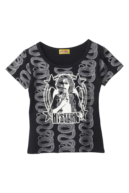 HYSTERIC GLAMOUR ヒステリックグラマー 01263CT03 BANANA GIRL チビTシャツ BLACK 正規通販 レディース