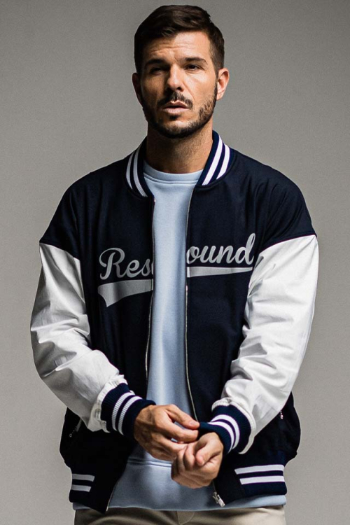 RESOUND CLOTHING RC26-C-010 BB ROGO HEAT VARSITY JACKET スタジャン NAVY 正規通販 メンズ