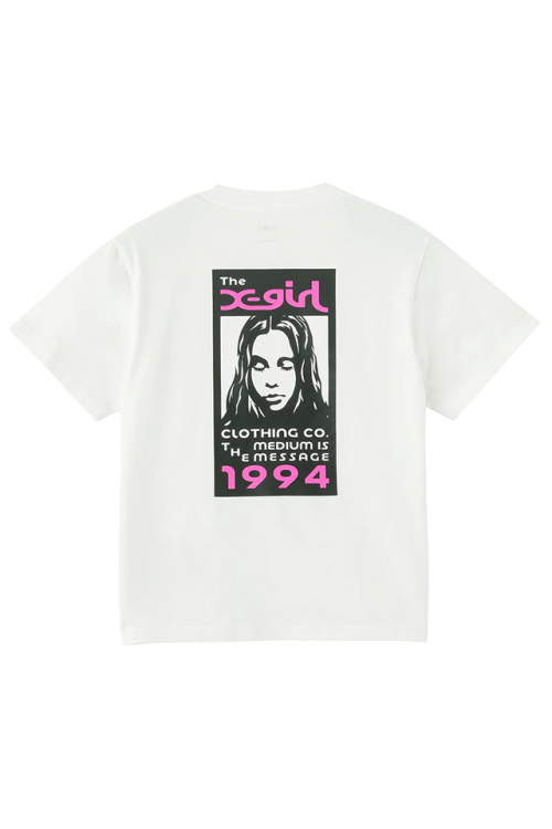 X-girl エックスガール 105252011020 BOX LOGO AND FACE S/S TEE Tシャツ WHITE 正規通販 レディース