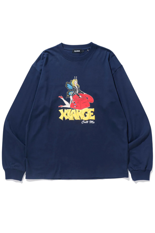 XLARGE エクストララージ 101231011003 CALL ME L/S TEE XLARGE ロングスリーブTシャツ NAVY 正規通販 メンズ レディース