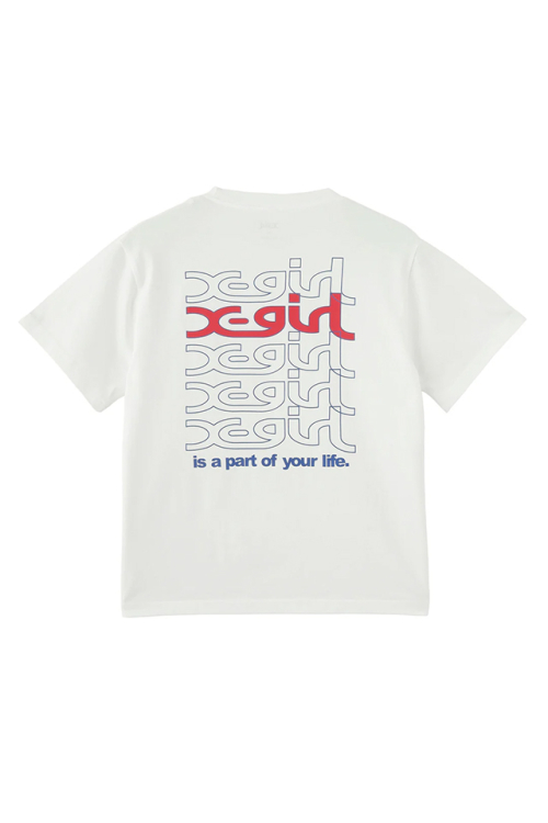 X-girl エックスガール 105252011005 REPEAT MILLS LOGO S/S TEE Tシャツ WHITE 正規通販 レディース
