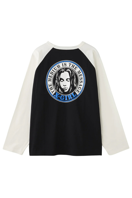 X-girl エックスガール 105253011002 CIRCLE LOGO AND FACE B/B BIG TEE Tシャツ BLACK 正規通販 レディース