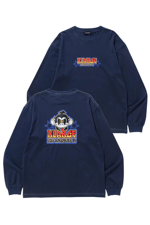 XLARGE エクストララージ 101231011004 PIGMENT DYED HEAVY METAL KEITH L/S TEE XLARGE ロングスリーブTシャツ NAVY 正規通販 メンズ レディース